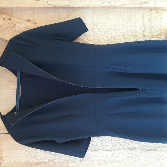 Banana Republic Sheath Dress Faux Wrap Stretch Cotton Work Career Black 4 - Picture 6 of 8